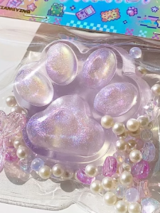 Ultra Soft Sparkling Crystal Cat Claw Cake Purple Potato Blueberry Squeezable Slow Rebound Stress Relief Toy Creative Gift for Children Festival