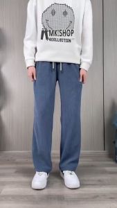 MK casual pants men long pants men waffle style drawstring casual straight cut pants seluar casual lelaki  [K119]
