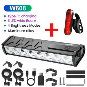 VASTFIRE 8 LED Bicycle Head/Tail light Type-C Rechargeable Bike Lamp Super Bright Handlebar Lights Outdoor Waterproof Cycling