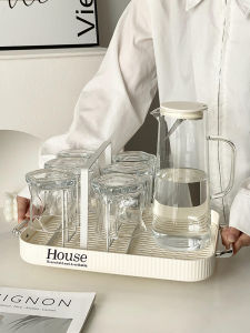 Fancy Accessible Luxury Glass Cup Minimalist Modern Family Living Room Hospitality Water Kettle Drinks Drinking Cup Set Suit