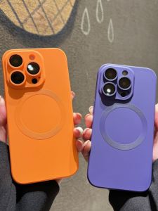 Liquid Silicone Magnetic Full Cover Lens Film Compatible with Apple 14 pro Max iPhone 13 Protective Case Soft Frosted 12 pro New Model High End Feel Max