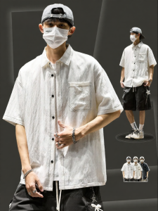 SZON | Summer Lycocell Breathable Simple Lazy Overshirt Short Sleeve Men Shirt