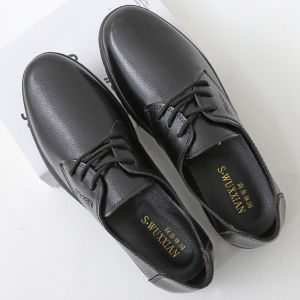 Waterproof Oil-resistant Non-slip Kitchen Chef Shoes for Men Casual Leather Work Shoes with Wear-resistant Sole Black