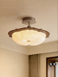 FANCY LAMP CLUB | French Antique Design 2026 Walnut Shell Study Protective Ceiling Light