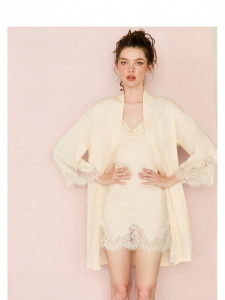 Luxe Silky Embroidery Womens Robe for Summer