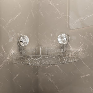 ชั้นวางถ้วยดูดแบบกด ชั้นวางของติดผนัง ชั้นวางของในห้องน้ำ แบบถ้วยดูด ไม่ต้องเจาะวัสดุโปร่งใส โปร่งใส