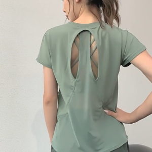 Sun Sports jersey Yoga Mesh Sports T Shirt Quick Drying Clothes Women Loose Thin Running Tops Breathable Fitness Short Sleeves