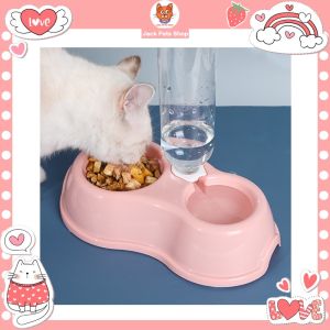 Pet Cat Bowl with Bottle Dog Bowl 2 in 1 Food Bowl Drinking Bottle Set Puppy Kitty Food Bowls Feeder