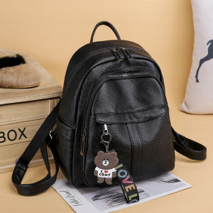 กระเป๋าเป้สะพายหลังผู้หญิงหนัง PU ความจุขนาดใหญ่ แฟชั่น อเนกประสงค์ กระเป๋าสะพายไหล่แบบยูนิเซ็กซ์ วัสดุ PU ความแข็งแรงป้องกันน้ำ