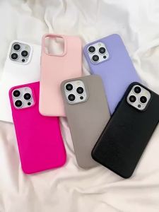 Soft Candy Color Leather Case For iPhone 11/XR 15 16 Pro Max 12 13 14 Pro Max iPhone 8 7 6 6s Plus 7 Plus 8 Plus SE 2020 X XS Max Phone Case Soft Candy Color Lichee Pattern Silicone Case Shockproof TPU Protective Cover