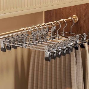 5pcs Metal Pants Racks Wind Proof Multi-purpose Skirt Racks For Clothes Drying Trousers Wardrobe Clip Anti-slip Clothes Hanger