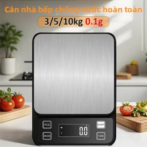 Cân Nhà Bếp Kỹ Thuật Số 3/5/10Kg 0.1G Độ Chính Xác Thép Không Gỉ Chống Thấm Nước Cân Thực Phẩm Làm Bánh Dụng Cụ Hình Chữ Nhật