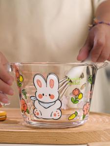 Food Grade Glass Egg Beater Cup 1000ml Kitchen Milk Breakfast Cup High Aesthetic Value Heat Resistant Measuring Cup for Baking
