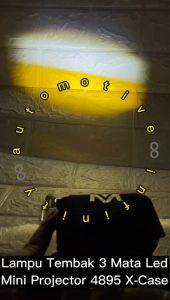 Lampu Tembak 3 Mata Led Mini Projector 4895 X-Case Laser Hi Low 45W Putih 45W Kuning