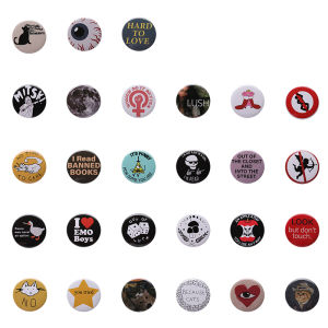 44mm Creative Text Animal and Plant Tinplate Brooch Clothing Bag Fashion Pin Accessories