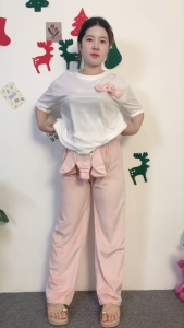 ชุดนอนขายาว เสื้อแขนสั้น ลายช้างน่ารักใส่สบาย