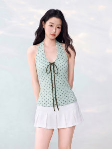 OGOKO | Stars Print V-Neck Bow-Tie Neck-Halter Strapless Vest