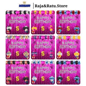Paket Dekorasi Pesta Balon Happy Birthday Silver Set Dekor Ulang Tahun Tirai Pink Tua Simple