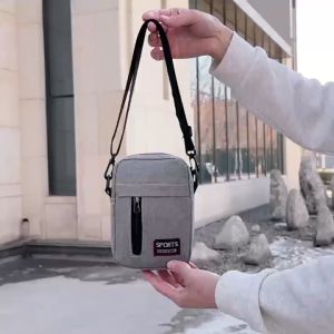 F&S SHOPAHOLIC BAGS#4006 Classic mens mini canvas crossbody shoulder bag designed for casual everyday use