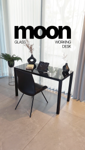 Meja Makan Meja Kerja Meja Resto Meja Kaca Office - Seahorse MOON 120x60 T75 Minimalis Knockdown