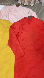 Áo dài nam cách tân vàng truyền thống Chaang May sẵn vải gấm cao cấp dự tiệc cưới biểu diễn lễ tết đẹp ADC130