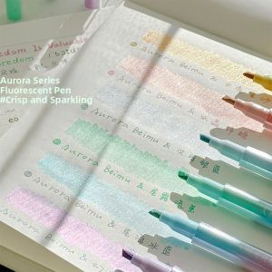 Glitter Fluorescent Pen High Aesthetic Value Colorful Marking Pen for Students Middle Schoolers Flashing Highlighter Pen