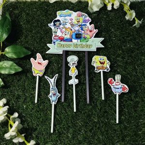 Topper cake spongebob Happy birthday hiasan kue ulang tahun