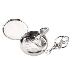 Portable Vehicle Cigarette Ashtray with Key Chain Pocket Mini Stainless Steel