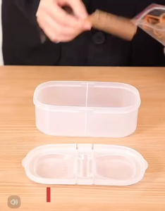 OHHDEER  500/600ML Spice Storage Box Condiment Boxes Transparent Double Compartment with Lid Kitchen