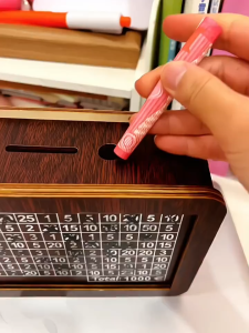 Kids Money Box Money Box with Calculator Retro Wooden Money Box Handmade Vintage Piggy Bank Money Box Organiser Save Ta