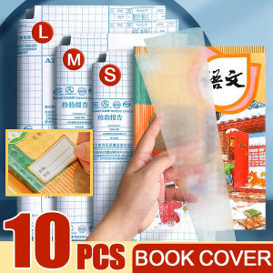 10pcs Self Adhesive Bookcover Transparent Book Cover Self-adhesive Frosted Book Film Primary and Secondary Textbook Protective Cover with 10Pcs Name Stickers