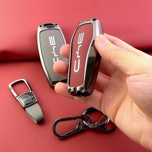Zinc Alloy Shell Car Key Fob Shell Case Cover Chain Protector Smart Keyless Remote Holder Keychain Nappa Leather Buttons Protection For New BYD Atto 3 Sealion 06 6 7 Seal Sealgull Dolphin Han Tang M6 E6
