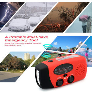 [7 Days Money Back Guarantee] Solar Radio Emergency Hand Crank Radio AM/FM/NOAA Weather Radio LED Flashlight Cell Phone Charger for Outdoor Camping Hiking Travel [Arrive within 3 days]