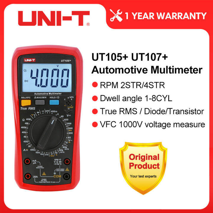 UNI-T Digital Automotive Multimeter Car UT105+ UT107+ AC DC Current Tester Voltmeter Capacimeter Frequency Meter Temperature