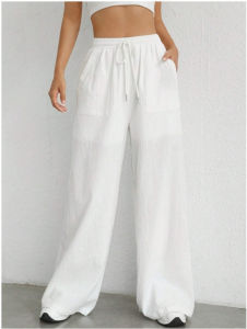 Retro Spicy Solid Color Wide Leg Casual Pants for Women Loose Waist Other Material 100% Autumn Season Ladies Fashion
