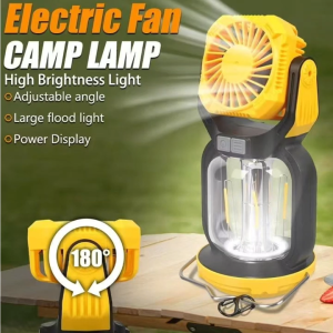 LED Camping Lantern Rechargeable Spotlight Flashlight with Solar Panel Bright Rechargeable Lantern for Hurricane Emergency Power Outages - Yellow