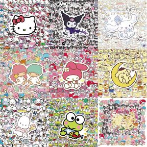 Sanrio | 200/100/50PCS New Sanrio Stickers Hello Kitty Stickers Kuromi My Melody Cute Stickers for Girls Laptop Skin Kawaii Decal
