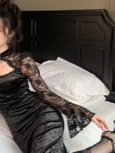 ZYHT EraVogue Đầm Váy nữ váy đen váy tay loe váy sườn xám váy nhung váy xã hội cao váy cổ điển váy sự kiện váy dự tiệc váy Pháp 20961