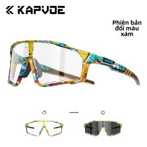 kapvoe | Kính Đeo Đi Xe Đạp Chống Gió và Thay Đổi Màu Theo Ánh Sáng cho Thể Thao và Cận Thị