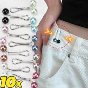 10ชิ้นเข็มขัดรัดเอวไข่มุกเข็มขัดปรับได้กระโปรงกางเกงสำหรับผู้หญิงตัวยึดโลหะผสมสายรัดหลากเข็มขัด