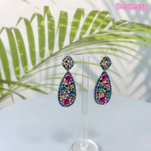 Full Rhinestone Sparkling Teardrop Dangle Earrings for Women Elegant Gorgeous Vintage Party Prom Daily Wear Jewelry Accessories