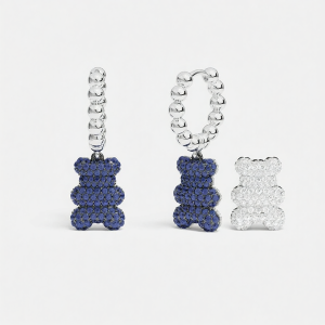 Bear Shape Blue and White Earrings