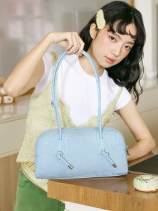 Angel Sky Underarm Bag Boston Blue Female New Style Bag Pink Single Shoulder Original Design Handbag Soft Leather Pure Color