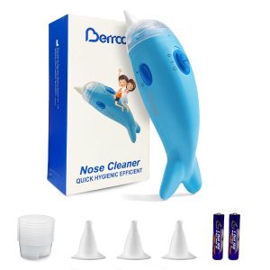 Berrcom Nasal Aspirator for Baby Electric Nose Sucker for Toddlers Baby Nose Cleaner with 3 Silicone Tips Automatic Booger Sucker for Kids with Music Adjustable Suction Level