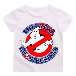 Bandai | Summer Boys/Girls 4-14t Cartoon Cotton Funny Ghostbusters Game Print Cartoon Short Sleeve Children T-Shirt Animation Costumes