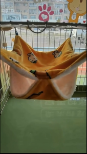 Little Bun Bun Sugar Glider/Hamster Hanging Bed with soft fabric hanging design animal print cozy interior suitable for small pets.