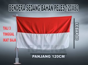 BENDERA MERAH PUTIH UKURAN SEDANG 120X80 BAHAN KAIN POLYESTER/PELES