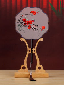 Quạt Cung Điện Thêu Hai Mặt Phong Cách Trung Hoa Cổ Điển Trang Phục Hanfu Phụ Kiện Trang Phục Qipao Biểu Diễn Khiêu Vũ Cổ Điển Quà Tặng Mùa Hè