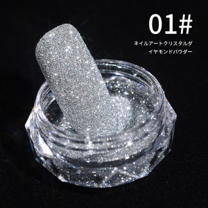 Kaniu Sparkling Crystal Nail Powder 3D Glitter Diamond Nail Art Decoration Long-lasting Quick-drying No-residue Shiny Effect for All Skin Types