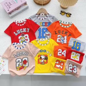 Bộ cộc tay vải thông hơi  minky mon in hình số thể thao  cho bé trai size 10-26kg